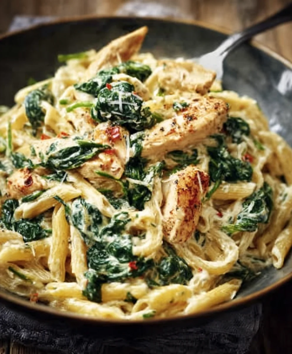 Frischkäse Spinat Hähnchen Pasta: Cremig & Lecker