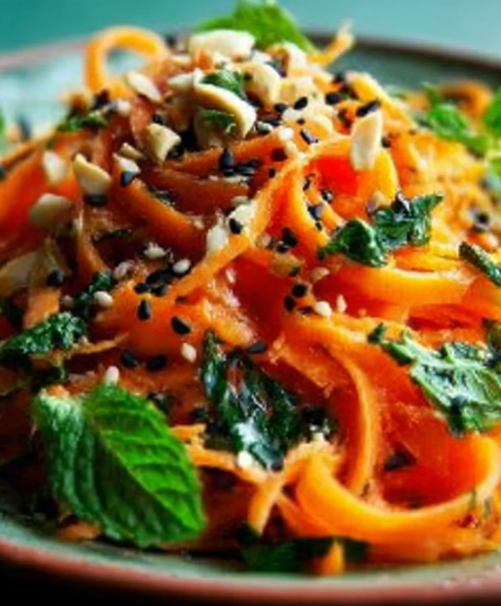 Karottensalat: Ingwer-Sesam-Dressing (Vegan)