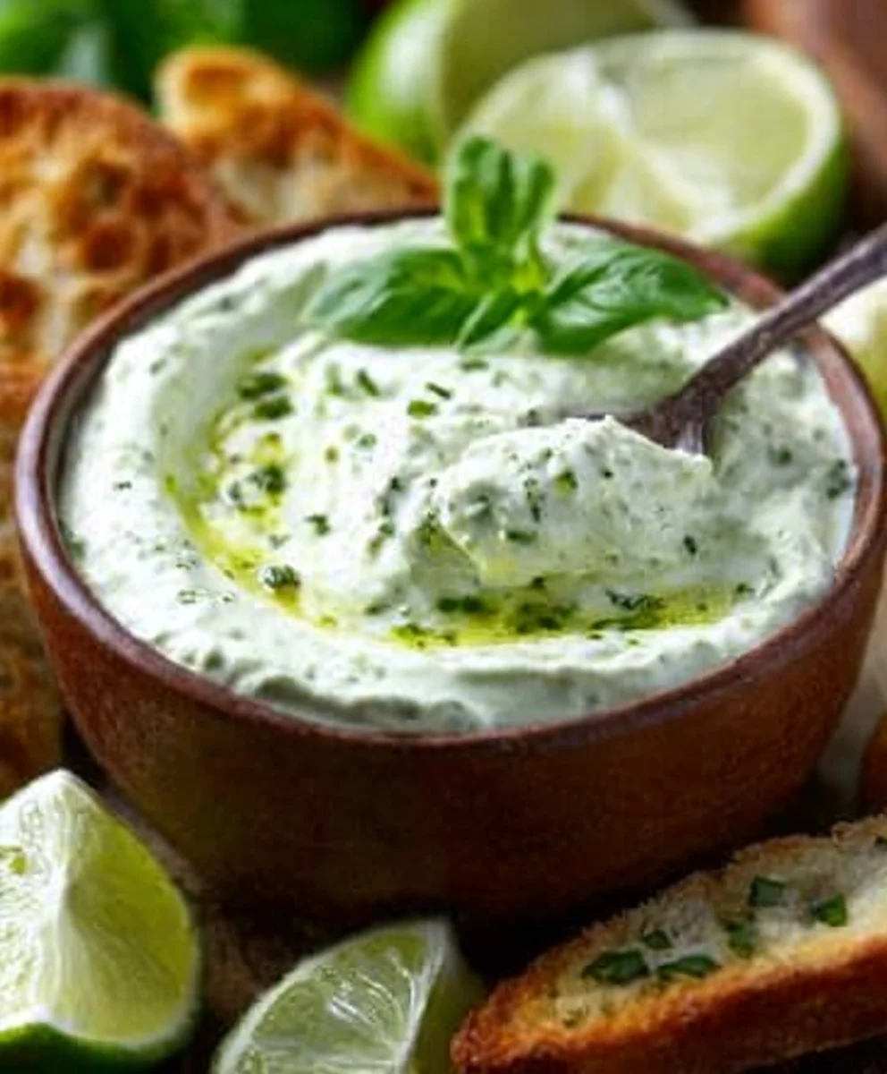 Basilikum Limette Creme Fraiche Dip Rezept