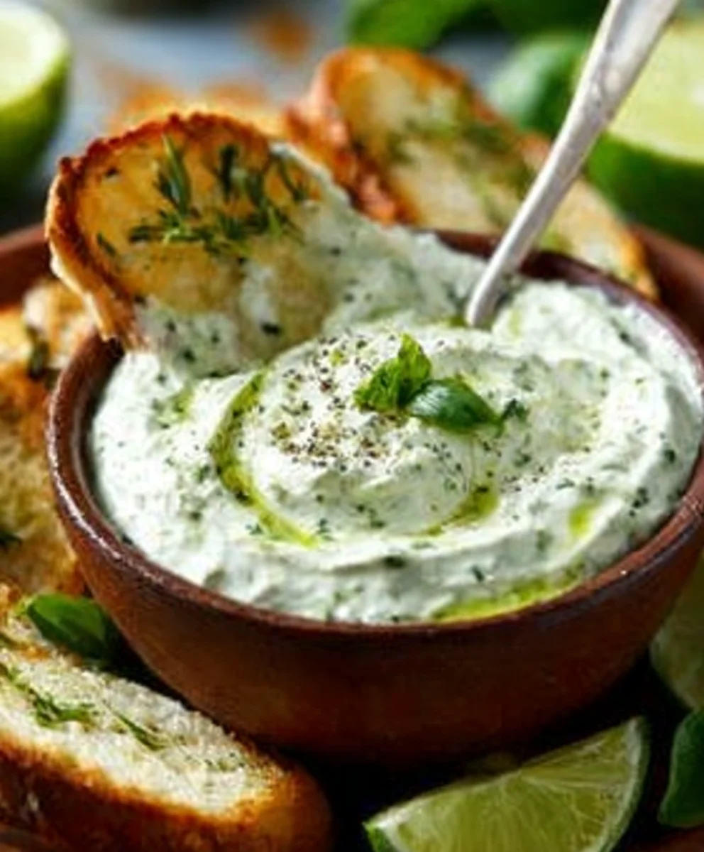 Basilikum Limette Creme Fraiche Dip Rezept