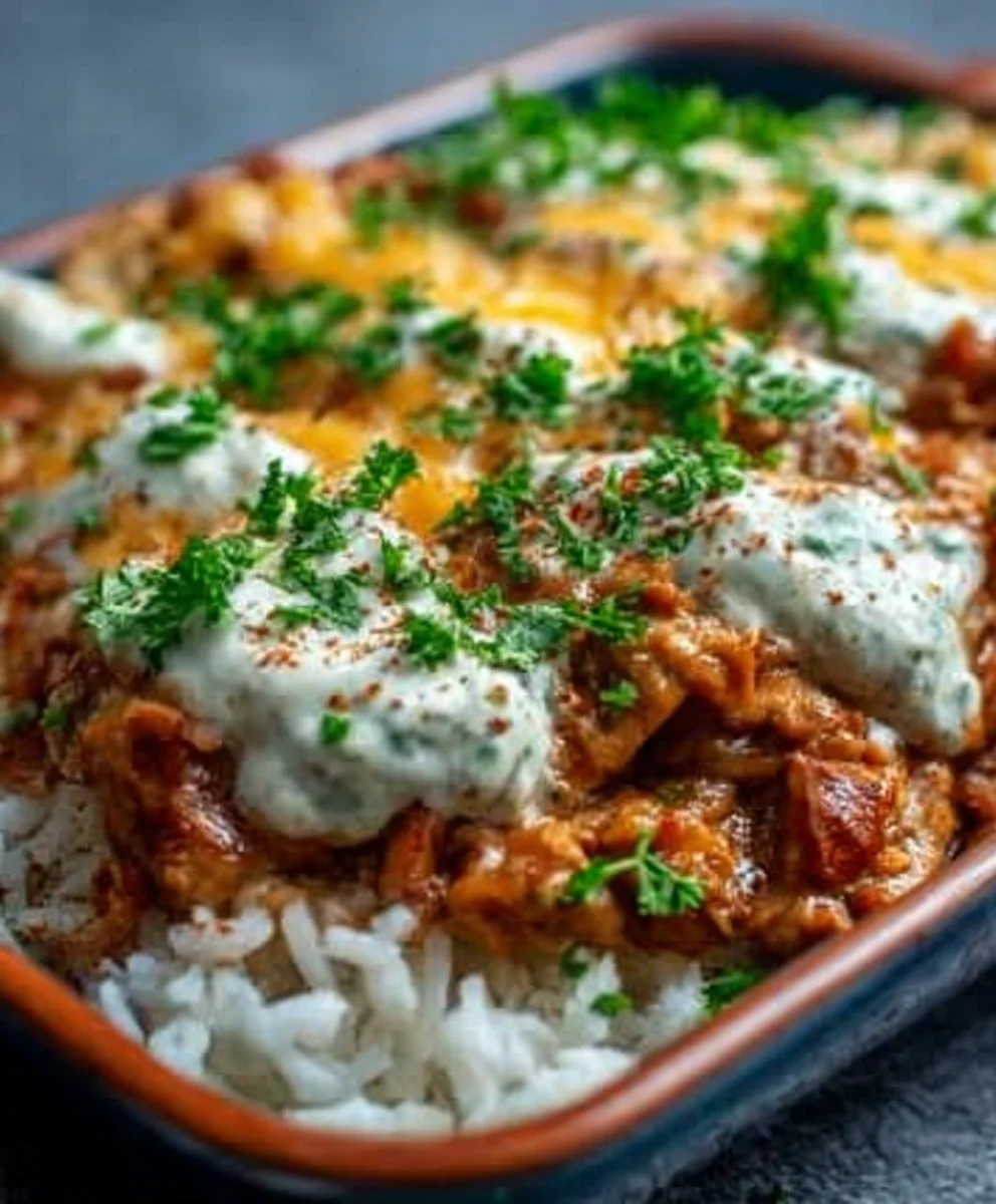 Rinder-Gyros Geschnetzeltes in Schmandsoße mit Reis