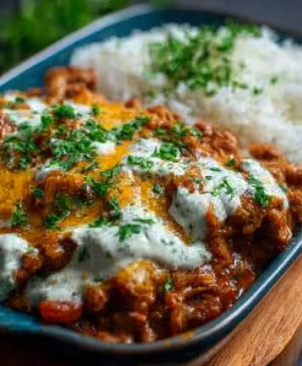 Rinder-Gyros Geschnetzeltes in Schmandsoße mit Reis